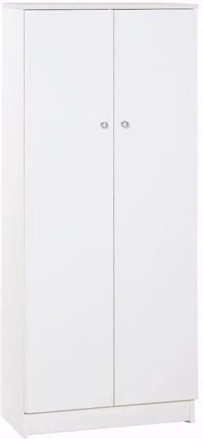 Armadio SARMOG moderno con 2 ante e 3 ripiani in MDF bianco opaco L: 62 cm, P: 34 cm, H: 147 cm