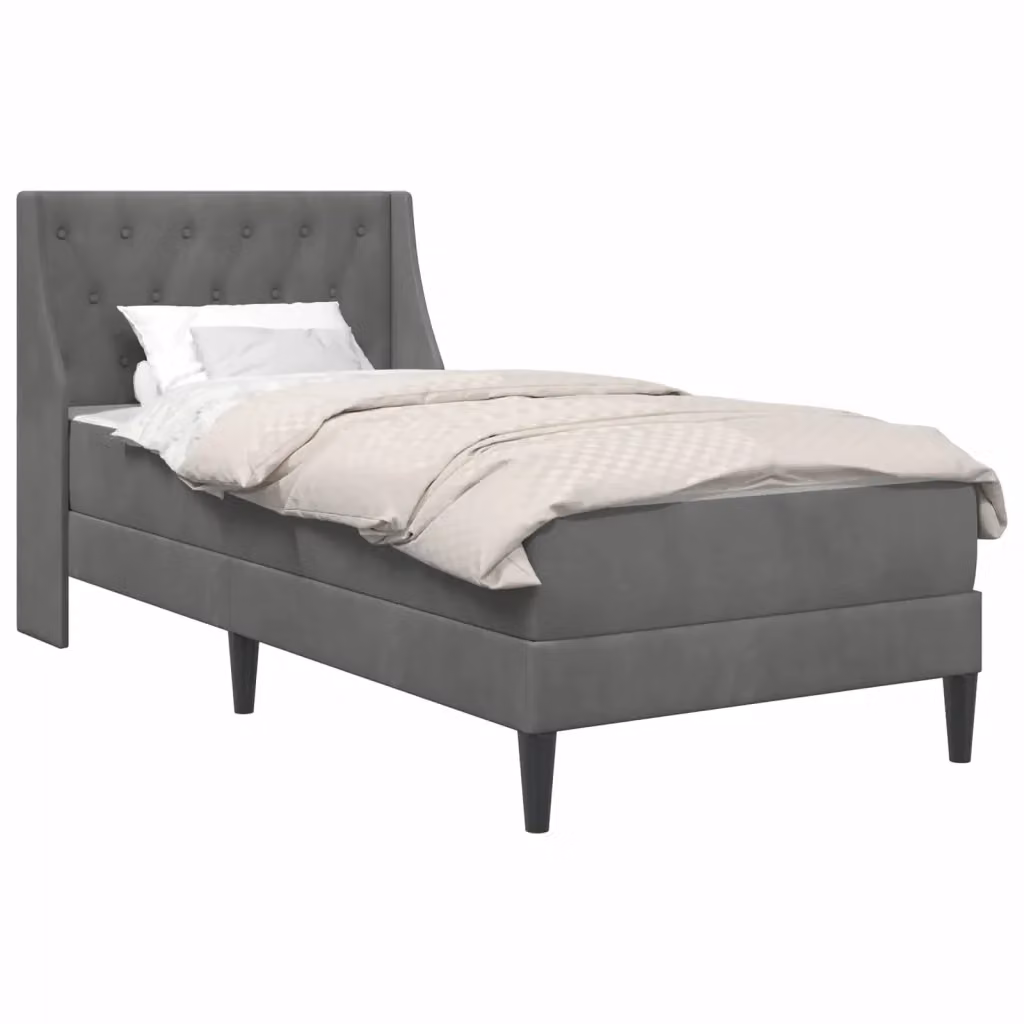 Letto moderno con materasso in velluto grigio vidaXL L/P/H: 90 x 200 cm – 2