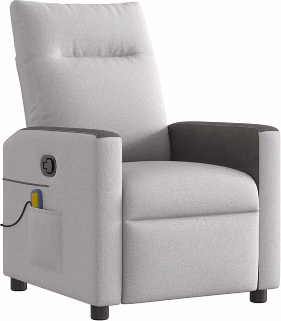Poltrona Massaggiante | Sedia Relax Reclinabile Grigio Nuvola in Tessuto