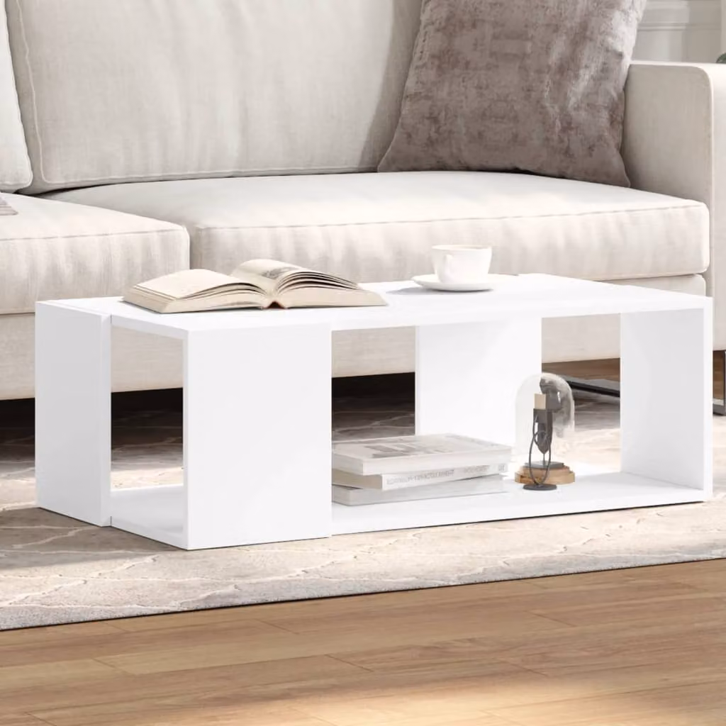 vidaXL Tavolino da Salotto Bianco in Legno e MDF L: 89,5 cm, P: 48 cm, H: 30 cm