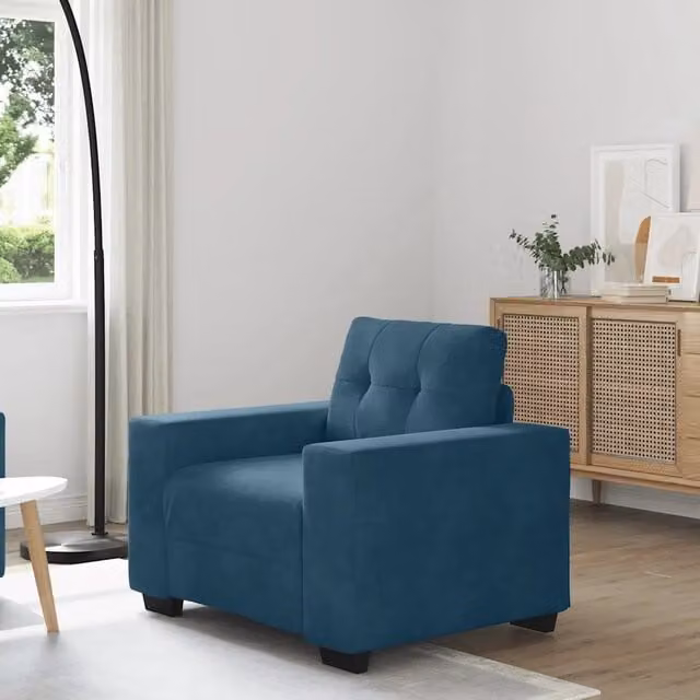 Divano Poltrona Relax Design Mania in Velluto Blu con Braccioli L: 60 cm, P: 78 cm, H: 77 cm