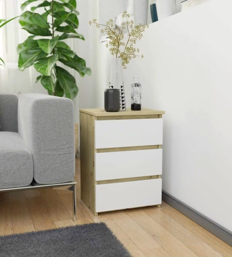 Comodino piccolo VALESTRA - rovere artisan / bianco