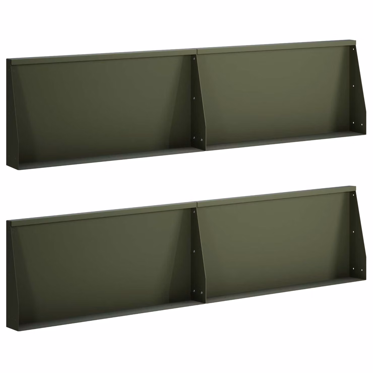 Set di 4 muretti di contenimento per orto rialzato vidaXL in acciaio verde oliva, L: 80 cm, P: 12 cm, H: 50 cm