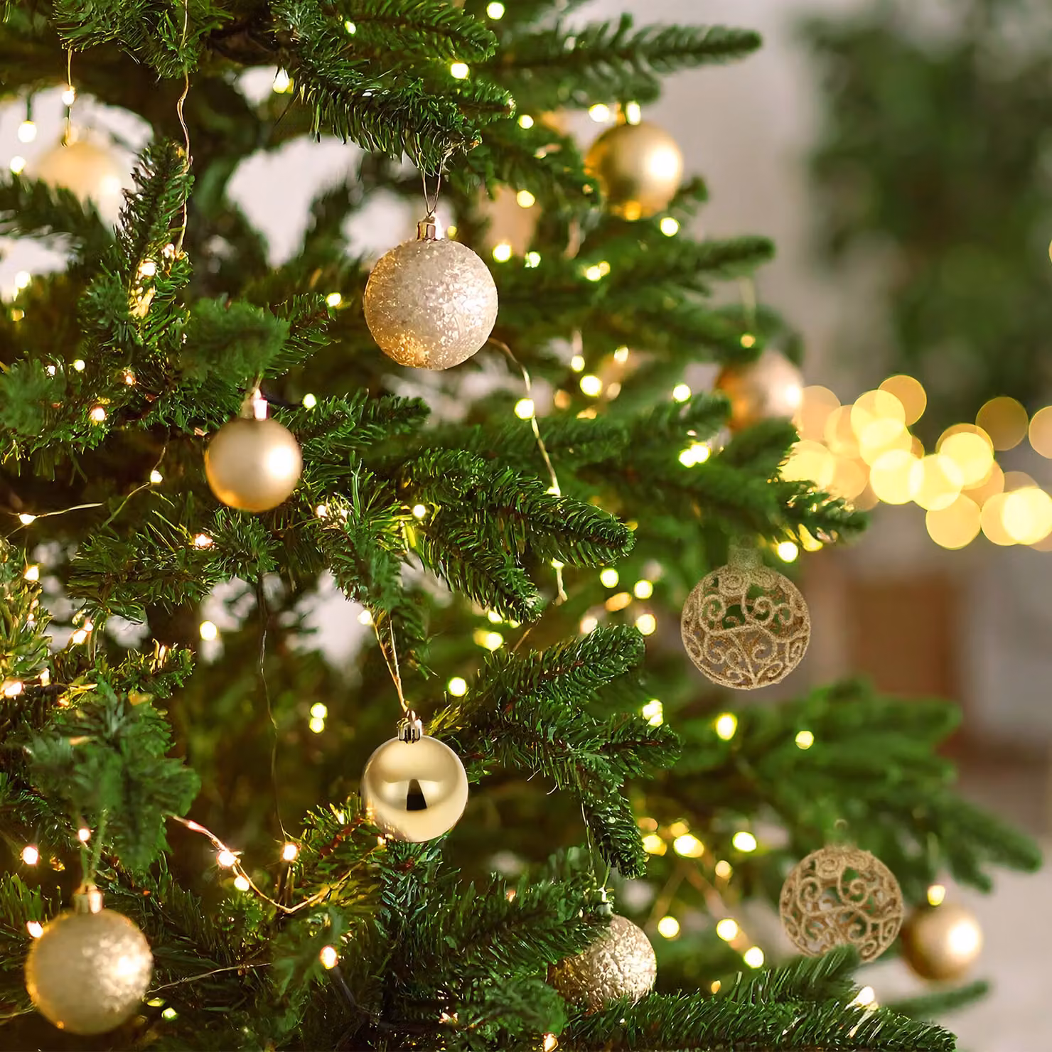 Set di 100 palline natalizie Tectake oro, decorazioni rotonde in plastica infrangibili per il tuo albero di Natale – 2