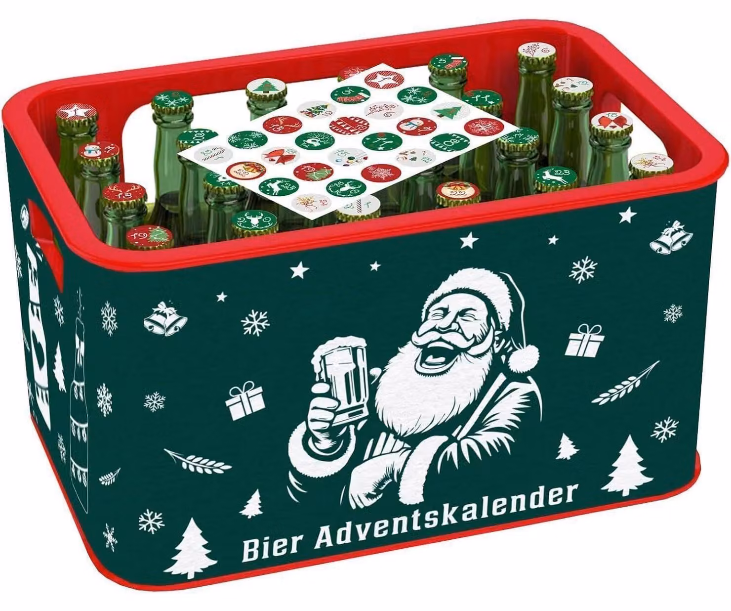 Calendario dell'Avvento 2025: birra, nastri decorativi, feltro, velcro, 24 adesivi con numeri