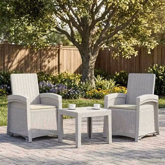 Sedia da giardino reclinabile effetto rattan 2 pz PP 8012024