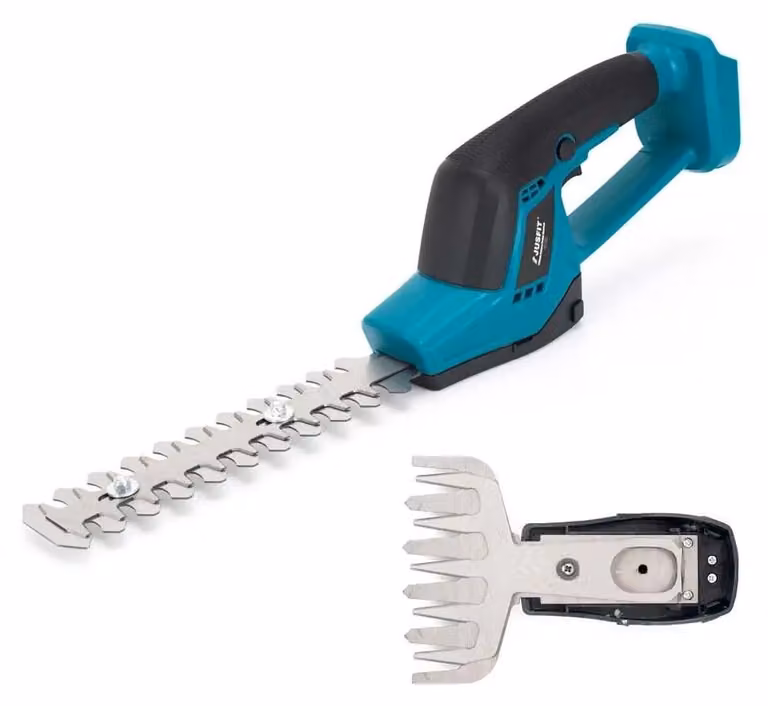 Potatore elettrico per siepi e tagliaerba - Attrezzo da giardino - Motore brushless (senza spazzole) - Lame doppie intercambiabili - Doppio interruttore di sicurezza - Manico ergonomico antiscivolo