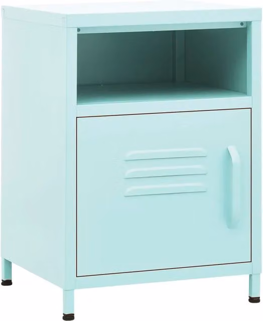 Set di 2 comodini moderni vidaXL in metallo verde menta con illuminazione integrata L/P/H: 35 x 35 x 51 cm