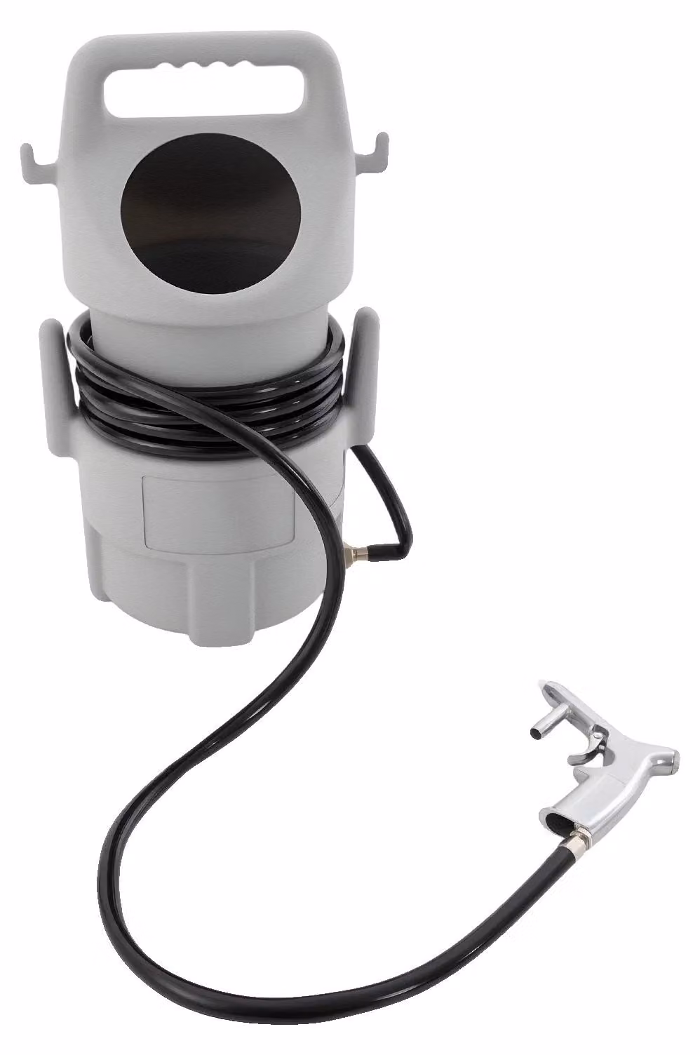 Macchina portatile per sabbiatura, design ergonomico, applicazioni versatili, argento