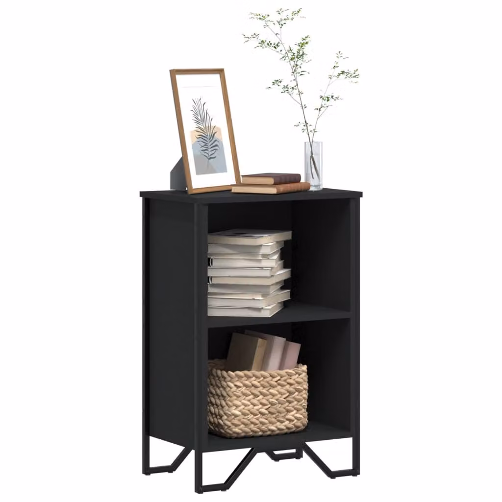 Libreria moderna vidaXL nera con pannello posteriore in legno e metallo L: 50 cm, P: 31 cm, H: 74,5 cm