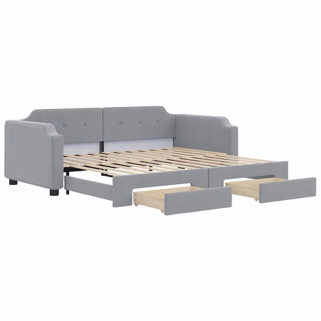 Divano Letto Moderno vidaXL con Cassetto Estraibile in Tessuto Grigio L/P/H: 213 x 100 x 66,5 cm – 2
