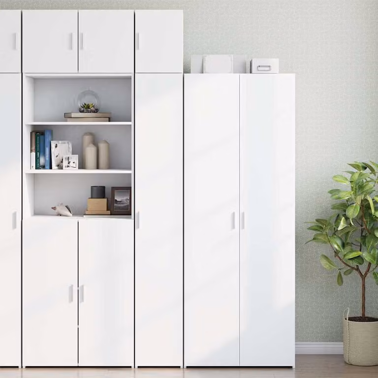 Mobile Sottile vidaXL Bianco con Ante a Battente in MDF, L/P/H: 30 x 42,5 x 225 cm