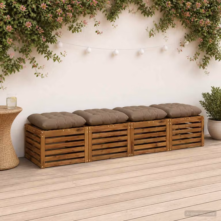 Set di 4 cuscini per seduta vidaXL VIANEN in poliestere, colore tortora, design moderno e rettangolare