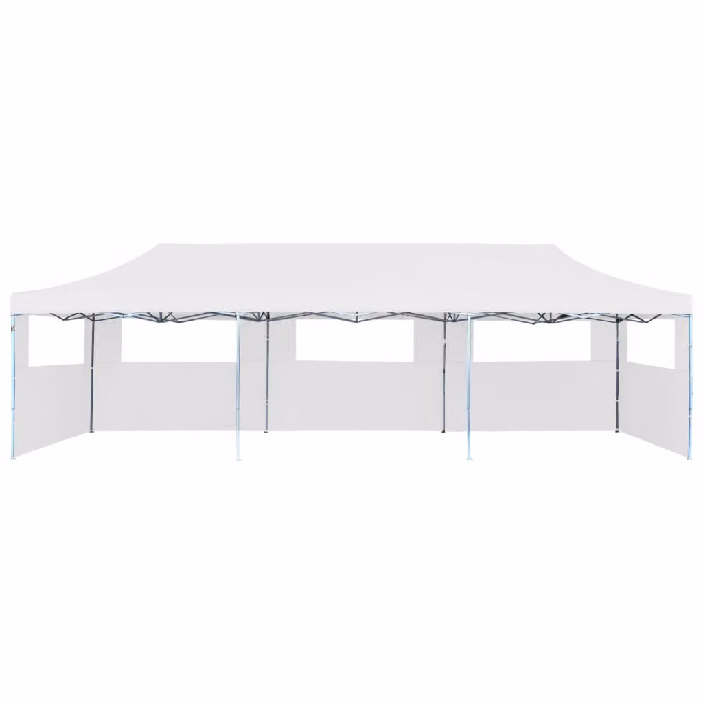 Tenda Pieghevole Pop-Up con 5 Pareti Laterali 3x9 m Bianca