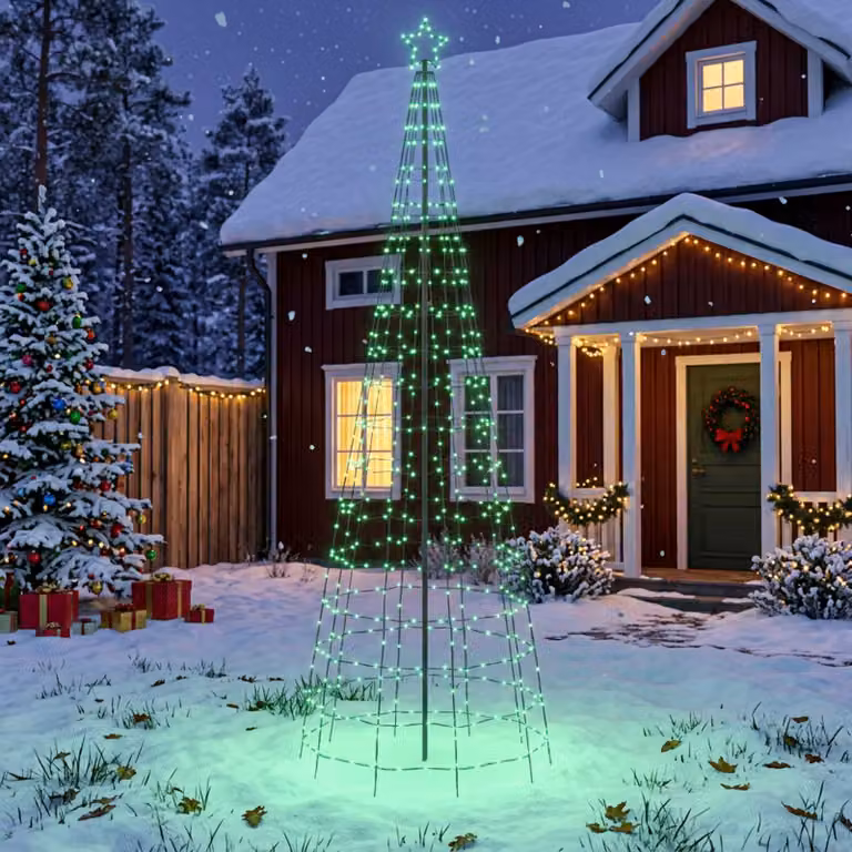 vidaXL Albero di Natale LED 300 cm 390 LED Multicolore Acciaio Nero