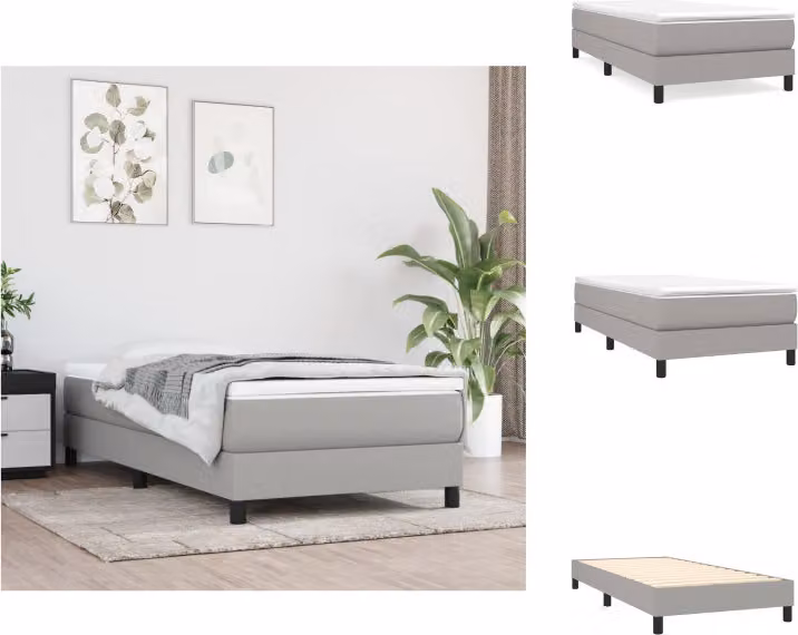 vidaXL Letto a molle con materasso grigio chiaro 100x200 cm in tessuto - Letti & strutture letto