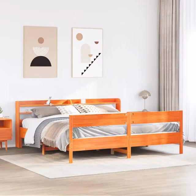Letto senza Materasso Marrone Cera 180x200 cm in Legno di Pino 3306920