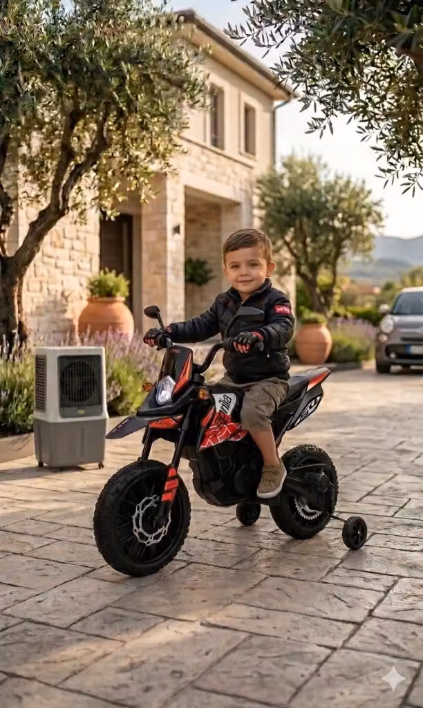 Moto Elettrica per Bambini Aprilia RX-125 Small 12V Cross con Sedili in Pelle, Luci LED, Bluetooth e Sospensioni a Molla, Rosso – 2