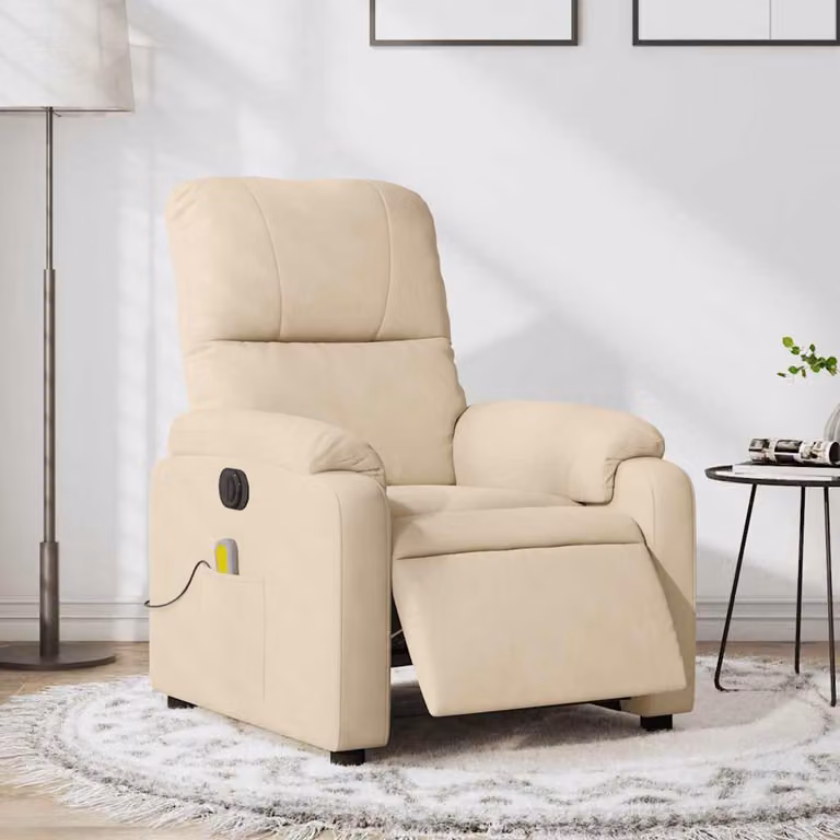 Poltrona Reclinabile Massaggiante Elettrica vidaXL in Microfibra Beige