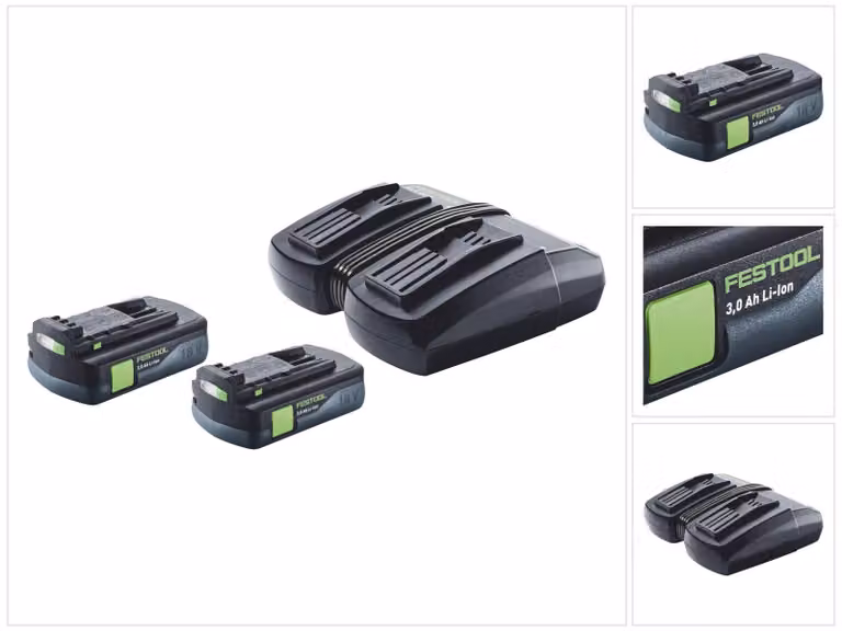 Festool energy set 2x BP 18 Li 3.0 C batteria 18 V 3.0 Ah / 3000 mAh Li-Ion ( 2x 577658 ) + caricatore doppio TCL 6 DUO ( 577017 )