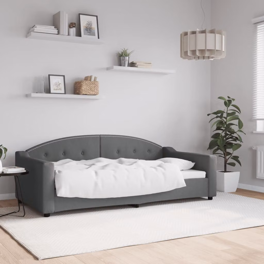 vidaXL Letto da Giorno Moderno in Tessuto Grigio con Struttura Imbottita L 90 x P 190 cm