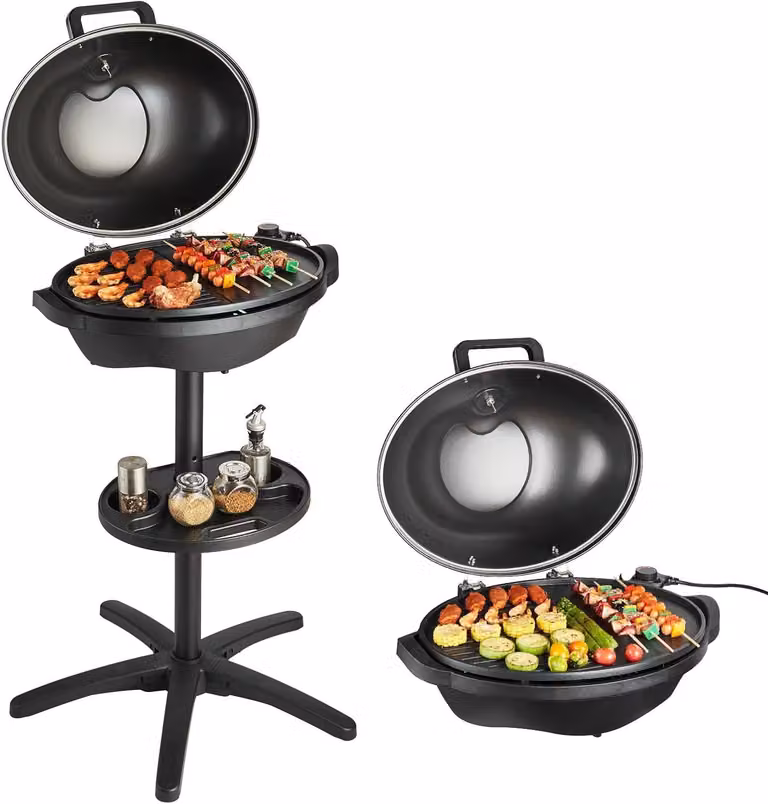 Griglia elettrica - Griglia da tavolo - Barbecue - Griglia a colonna - Griglia 2-in-1 - Potenza: 2400 W