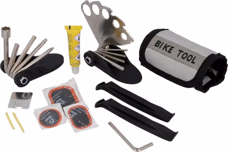 FISCHER 85516 Set di attrezzi per biciclette e kit di riparazione FISCHER, 32 pezzi