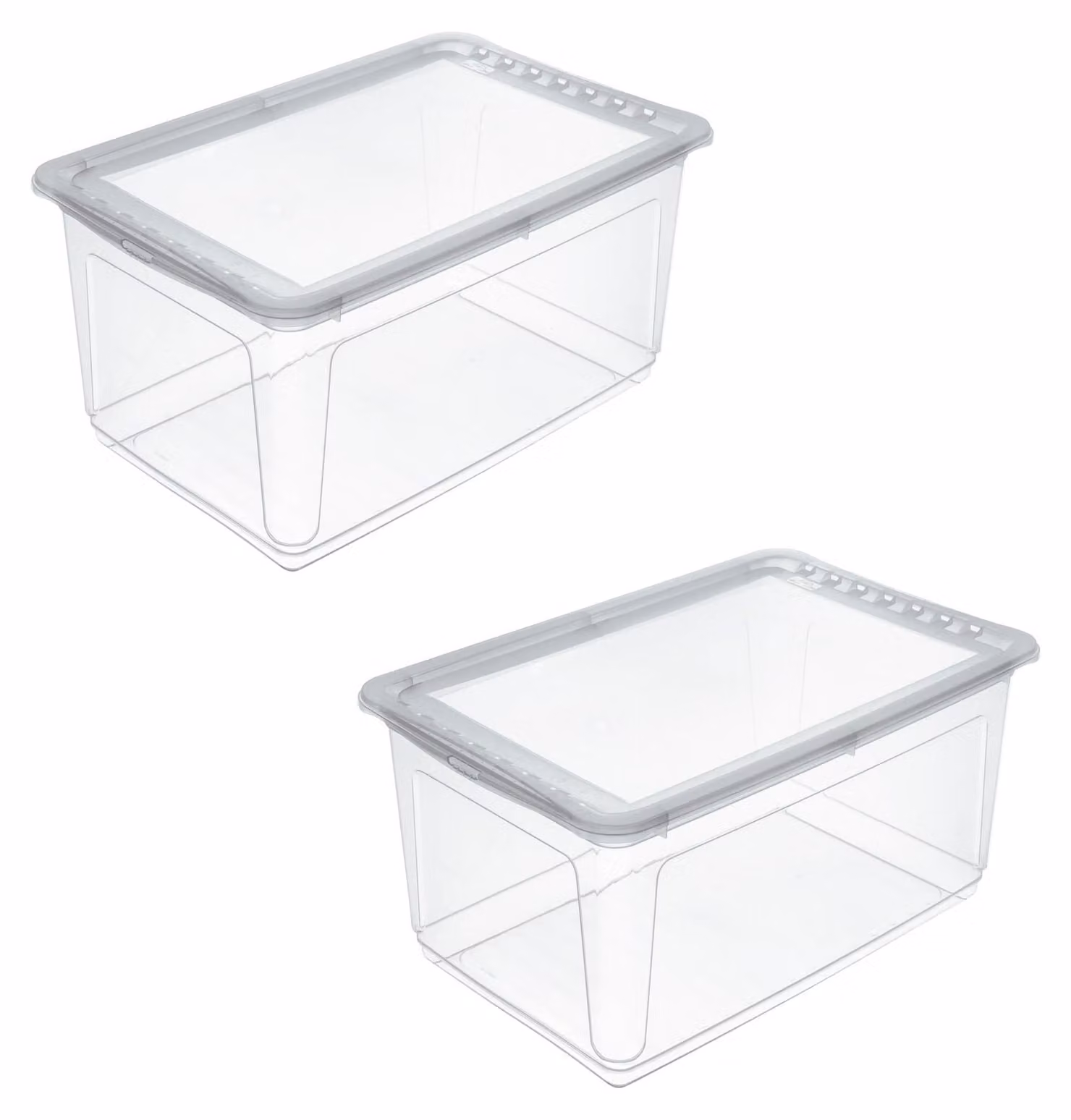 Contenitore portaoggetti keeeper bea, 2 pezzi, con sistema Air Control, 59 x 39 x 27 cm, 43 litri, trasparente