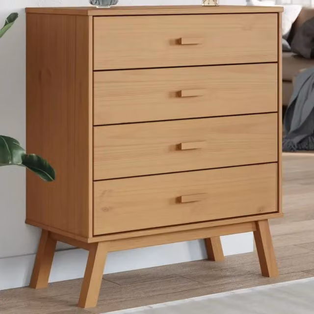 Cassettiera scandinava vidaXL in legno di pino cerato marrone