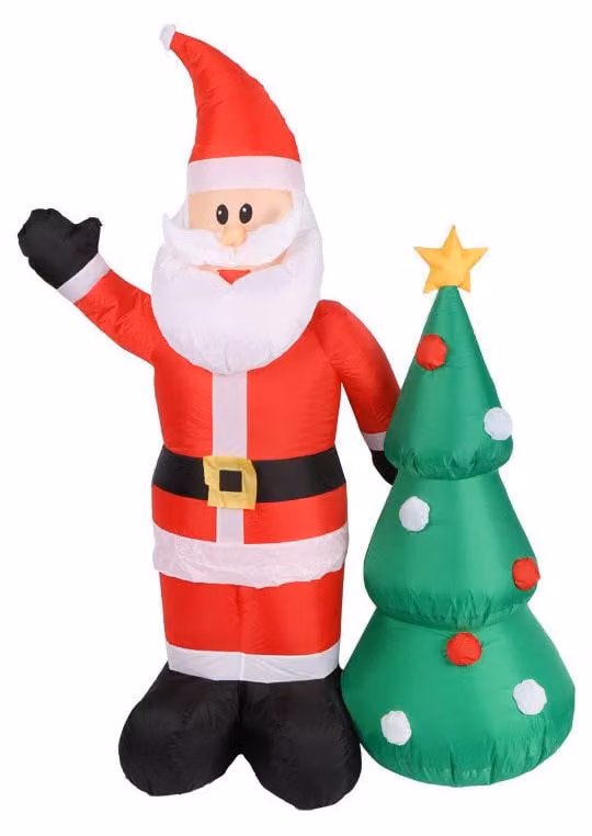 Babbo Natale con Albero di Natale Gonfiabile 183 cm con Luci LED