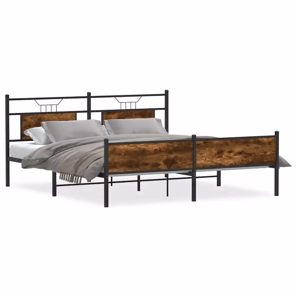 Letto senza materasso in metallo e MDF vidaXL colore rovere fumo L/P/H: 200 x 160 x 91,5 cm – 2