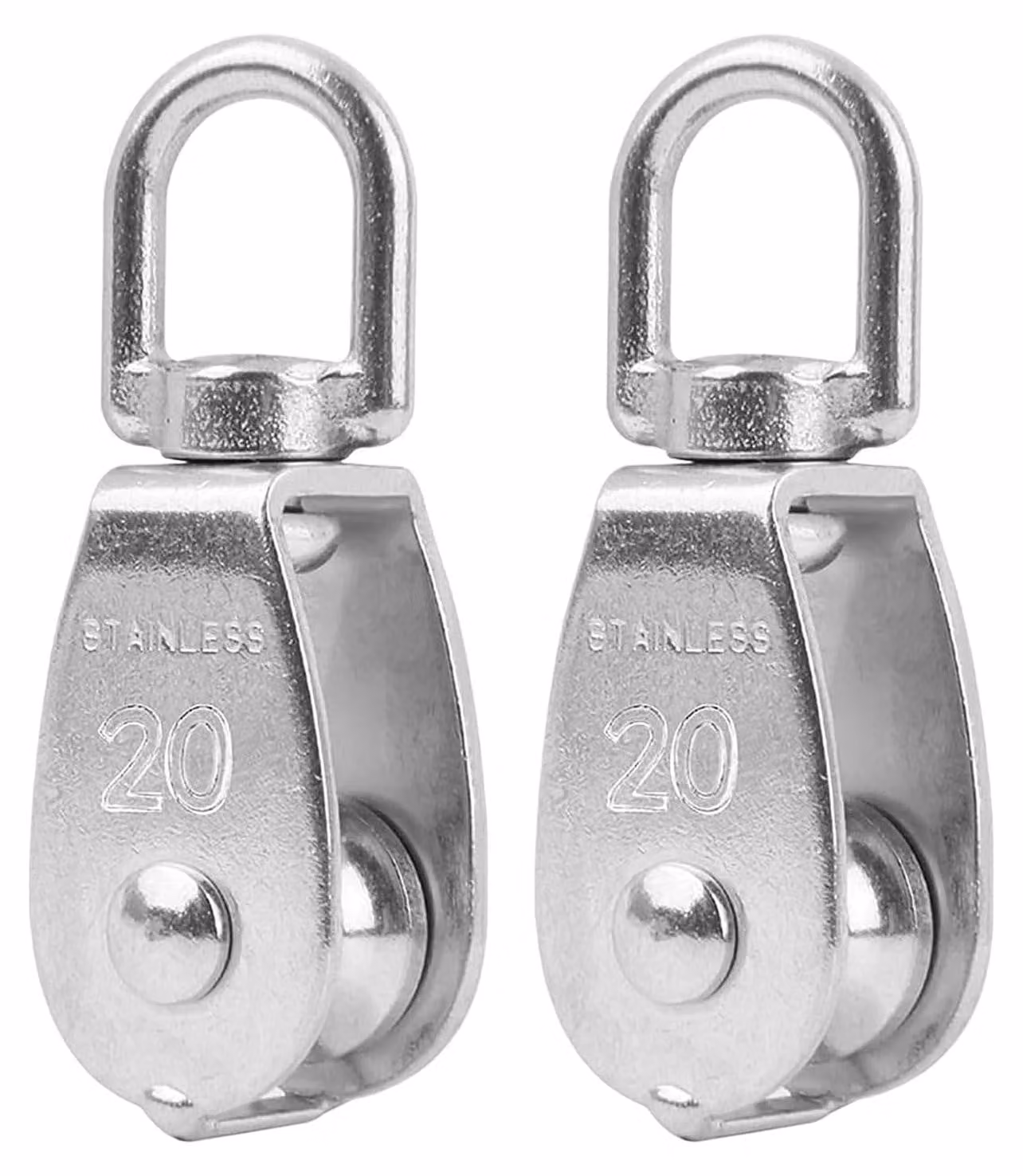 Confezione da 2, rulli doppi in acciaio inossidabile 304, con cuscinetti a sfera, per corde da 3-8 mm, capacità di carico: 75 kg