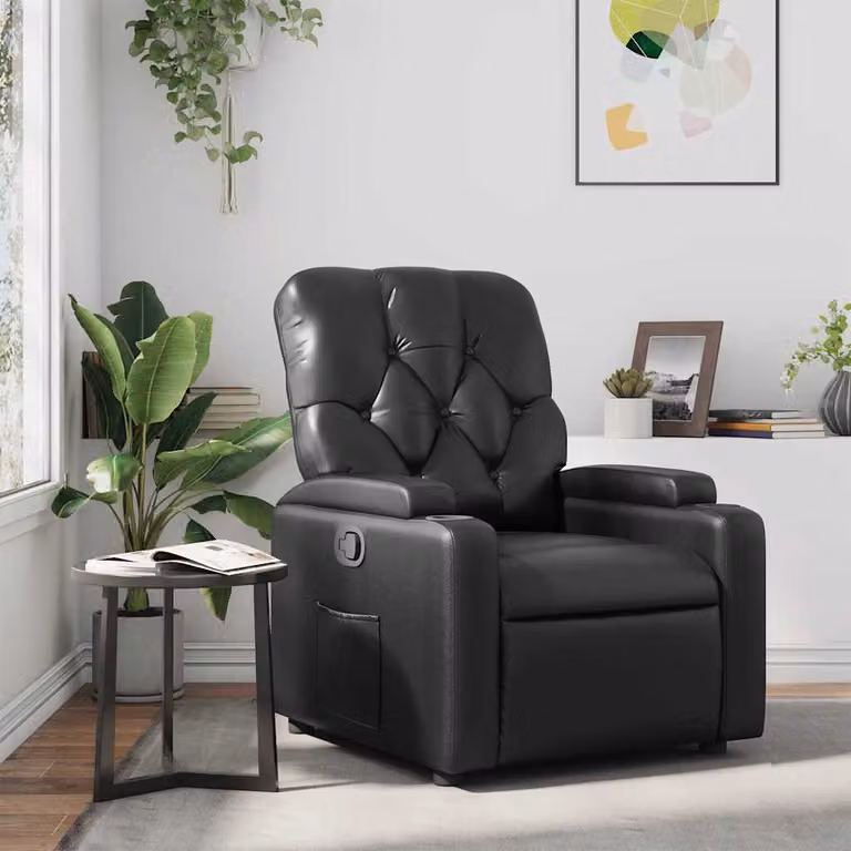 Poltrona Reclinabile Relax vidaXL in Similpelle Nera con Braccioli e Meccanismo Manuale