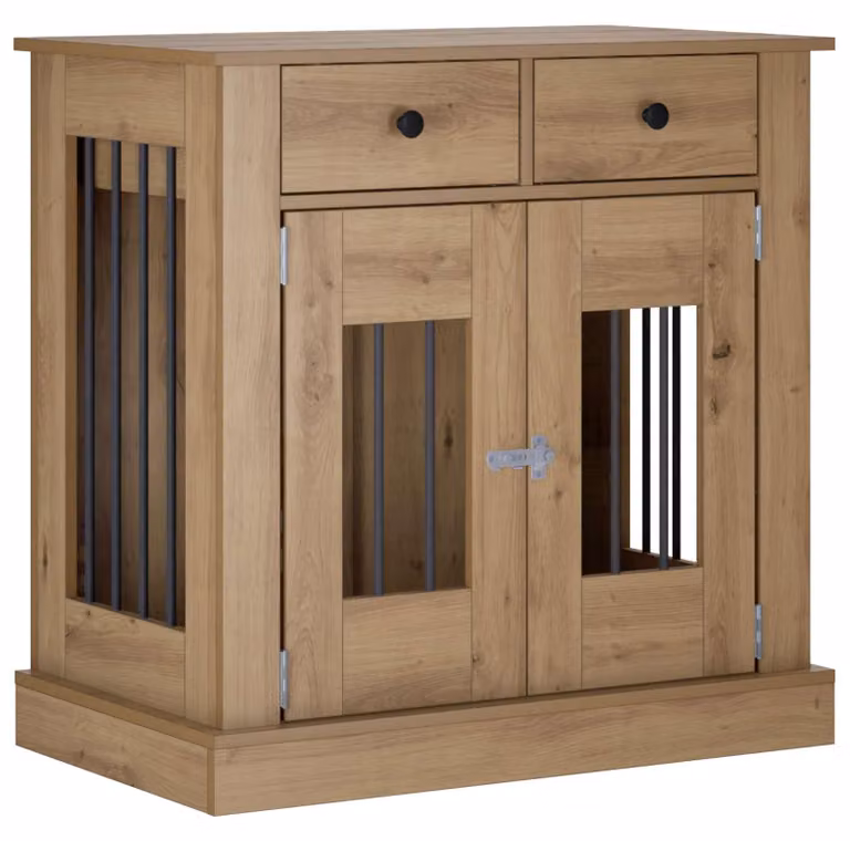 Mobile per trasportini per cani, legno impiallacciato effetto "Artisan Oak", dimensioni 80 x 47,5 x 80 cm