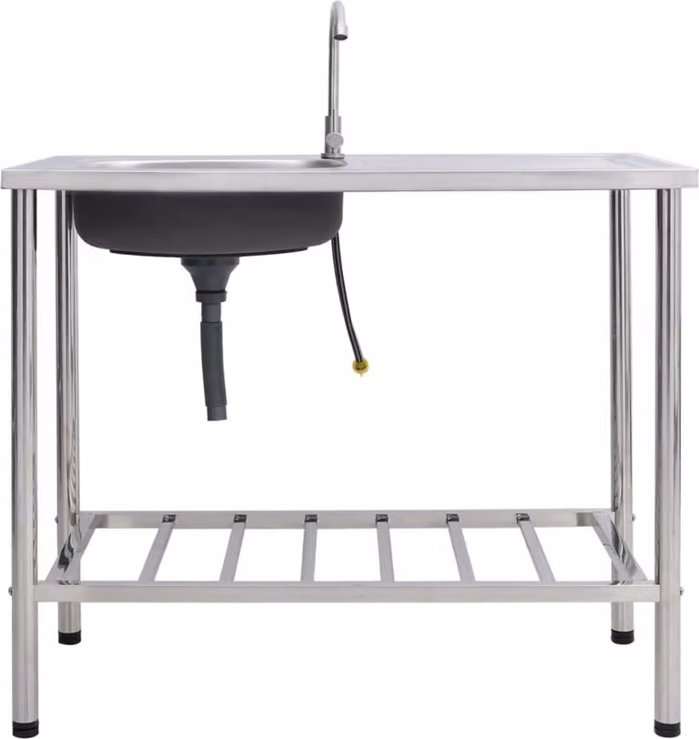 Lavello da Campeggio Vasca Singola con Rubinetto Acciaio Inox