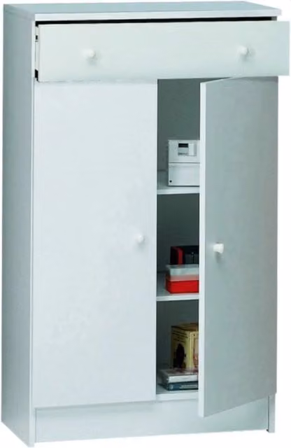 Mobile base da cucina Sarmog con 2 ante e 1 cassetto, Bianco opaco, L: 105 cm, H: 86 cm, P: 34 cm