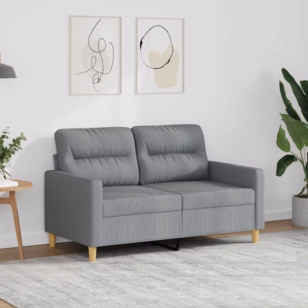 Divano a 2 posti moderno vidaXL in tessuto grigio con struttura in metallo per il tuo soggiorno L: 138 cm, P: 80 cm, H: 77 cm