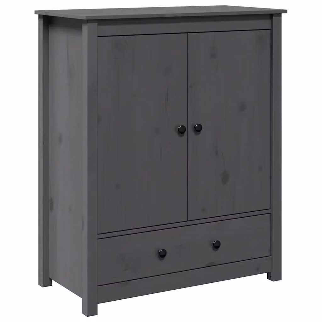Credenza in legno massello di pino grigia vidaXL L: 83 cm, P: 41,5 cm, H: 100 cm – 2