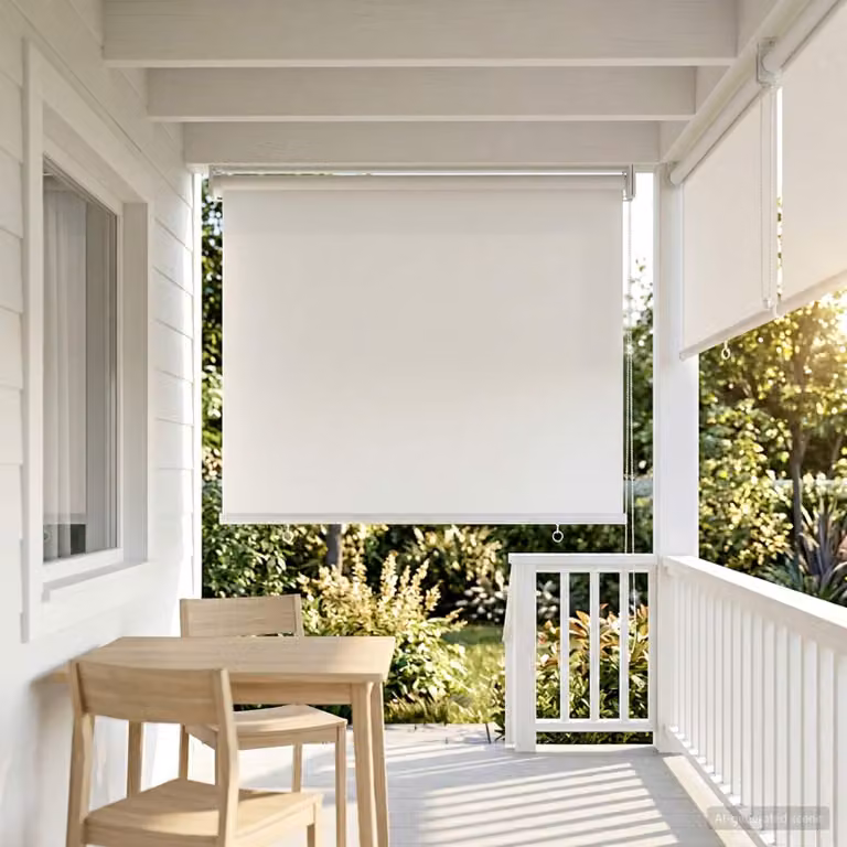 vidaXL Tenda da sole a rullo con protezione UV in poliestere, Bianco, L: 140 cm, H: 60 cm