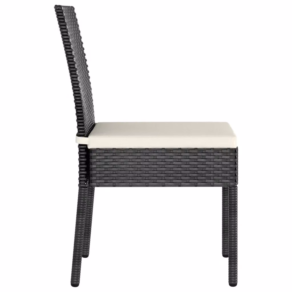 Set di 4 sedie da giardino moderne vidaXL in polyrattan nero con struttura in metallo – 2