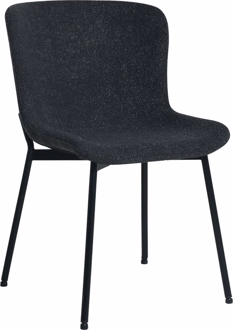 HowHomely Sedia SABLE Tessuto bouclé nero - Design moderno, confortevole, gambe in metallo nero