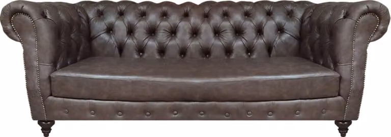 Braun Leder Sofa Dreisitze Couch Einrichtung Wohnzimmer Chesterfield