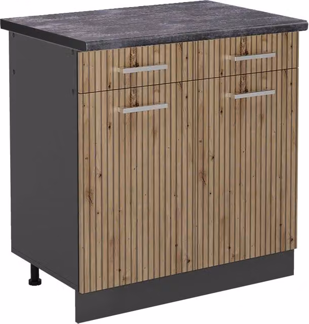 Mobiletto base per cucina R-Line Rovere artigianale/Antracite 80 cm, PL Antracite Vicco