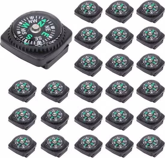 Set di mini bussole, 25 pezzi, 22 mm, braccialetto, paracord, in miniatura