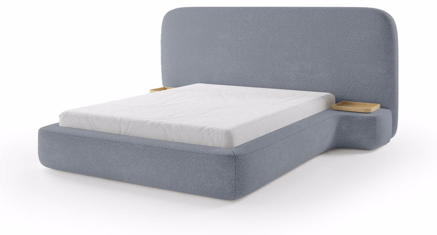 Letto imbottito Genz, colore grigio-blu Nebel, dimensioni 160 x 200 cm