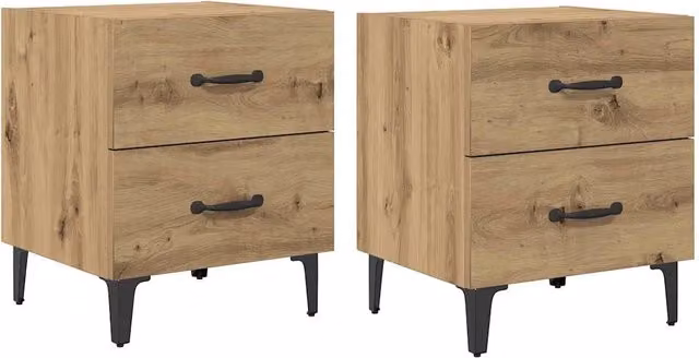 Comodino con cassetto pratico stile rustico camera da letto 40 x 35 x 47,5 cm in legno rovere artigianale 02_0052684