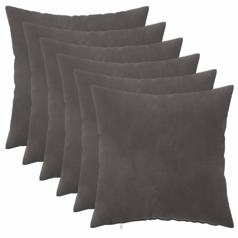 Set di 6 federe vidaXL HEERLEN in velluto grigio, L/P: 40 x 40 cm