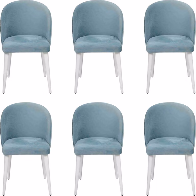 Luxus Esszimmer Holz 6x Stühle blau armlos neues Design gepolsterter Stuhl