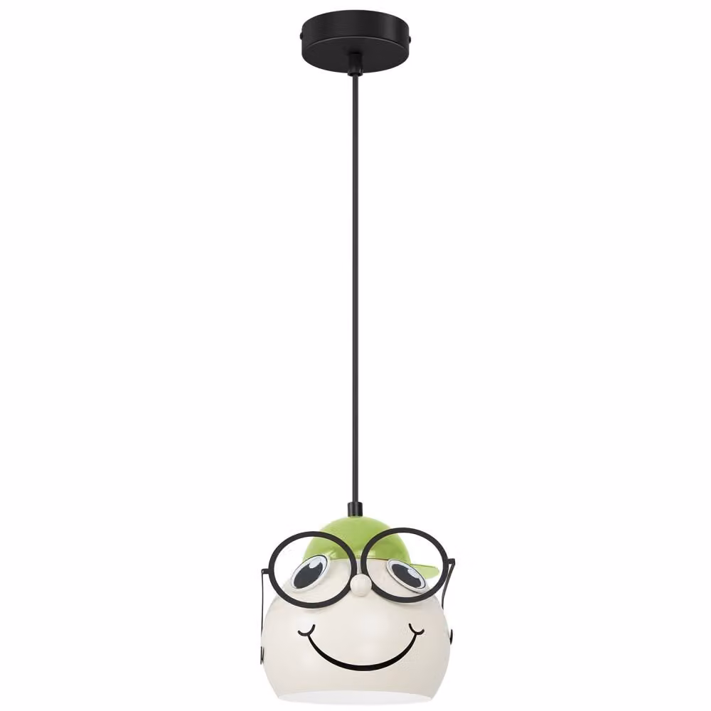 Lampada a sospensione Bambini color crema-nero-verde 1xE27x15W in metallo, dimensioni: 110x16,5x16,5 cm, IP20, Luminex