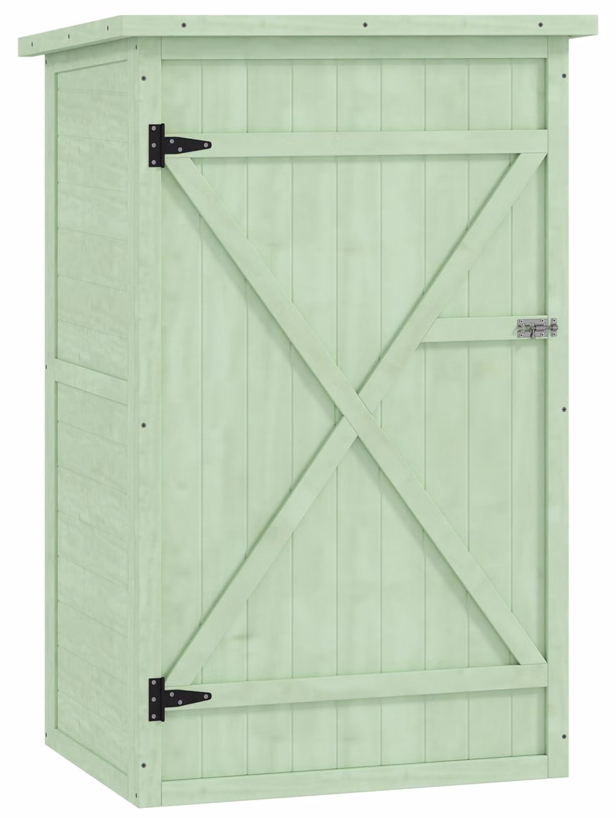 Casetta da giardino in legno con scaffali, porta con serratura | Colore: verde | Dimensioni: 56x75x115 cm